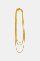 Stainless Steel 18K Gold Pleated Triple Layer Necklace