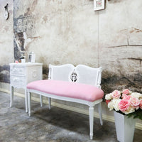 French Cane Settee bench_Pink