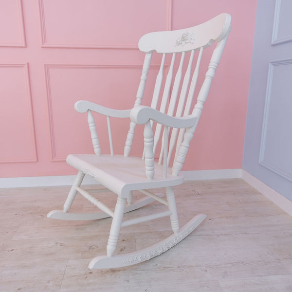 Pink and white online rocking chair