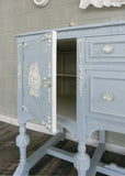 Vintage Shabby Powder Blue Buffet Cabinet