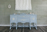 Vintage Shabby Powder Blue Buffet Cabinet