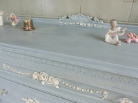 Vintage Shabby Powder Blue Buffet Cabinet