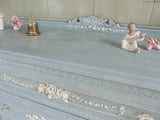 Vintage Shabby Powder Blue Buffet Cabinet