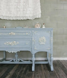 Vintage Shabby Powder Blue Buffet Cabinet